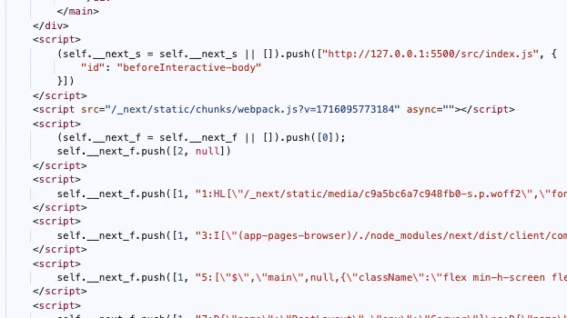 head 안에서 두 스크립트가 preload로 선언된 모습